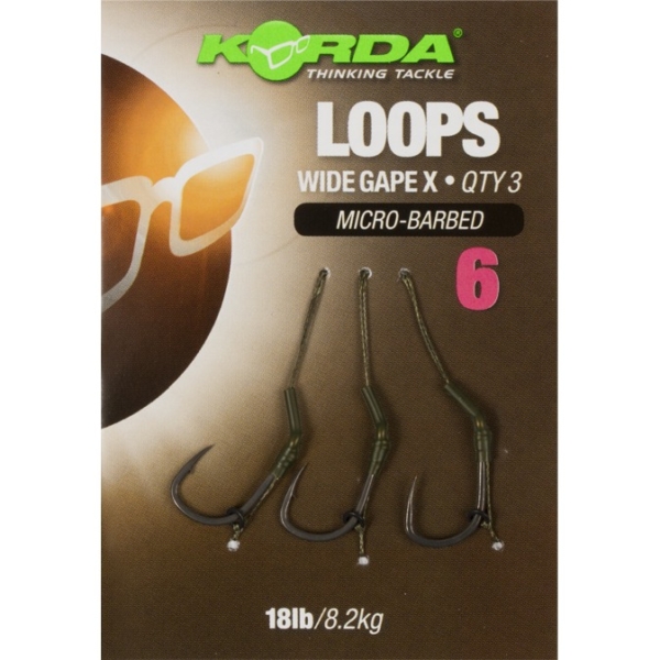 Riguri Korda Wide Gape X Loops Micro-Barbed, 18lbs, 3buc/blister