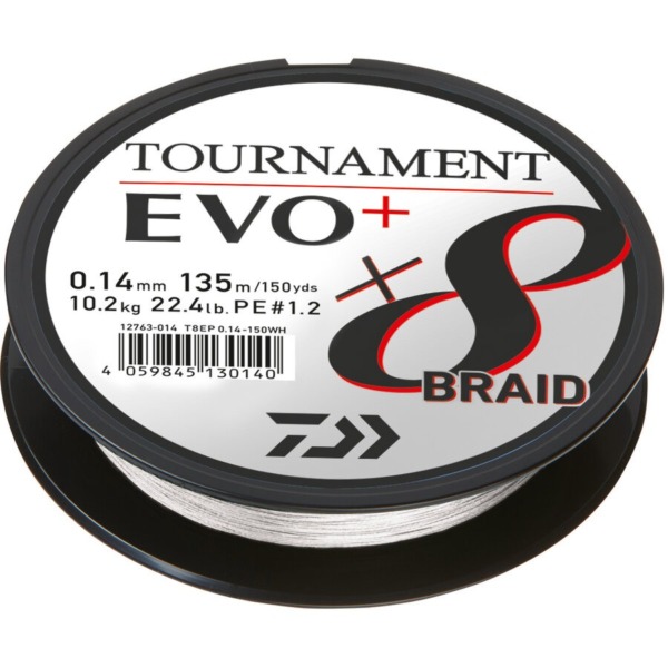 Fir Daiwa Tournament X8 Braid Evo+, Alb, 135m