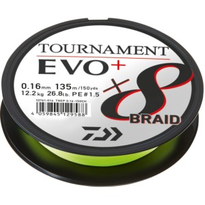 Fir Textil Daiwa Tournament X8 Braid Evo+, Chartreuse, 135m