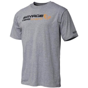 Tricou Savage Gear Signature Logo Grey Melange
