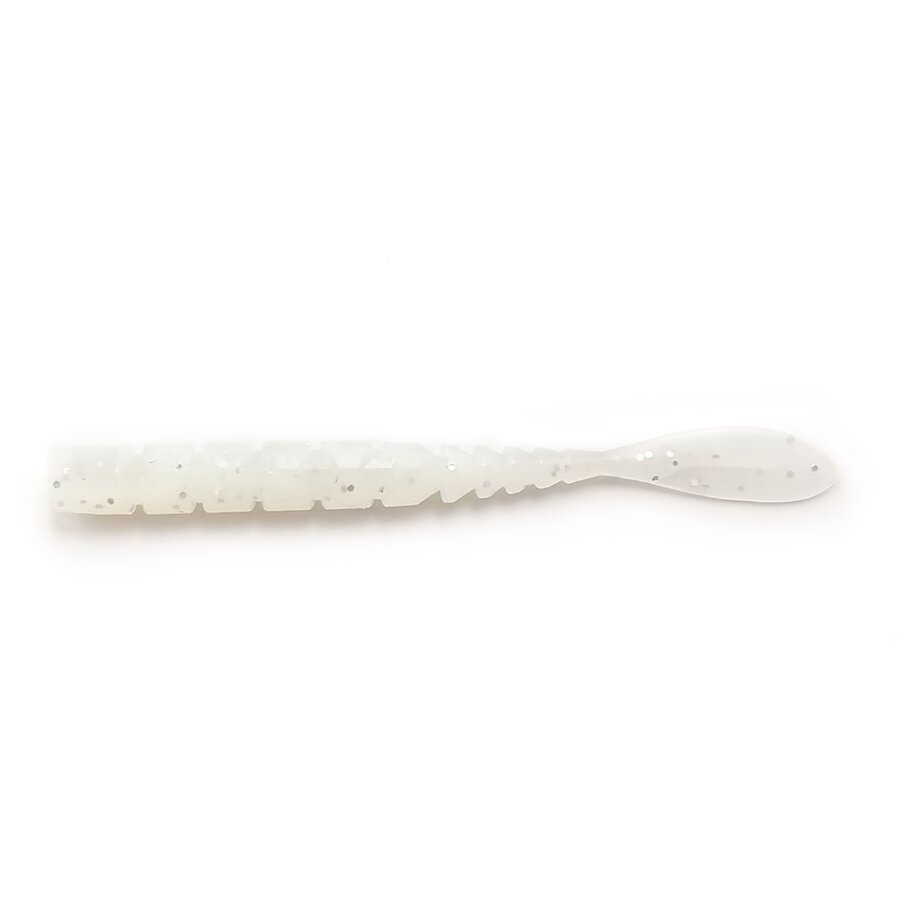 Grub Mustad Aji Micro Fla, White Glow Glitter, 5cm, 15buc