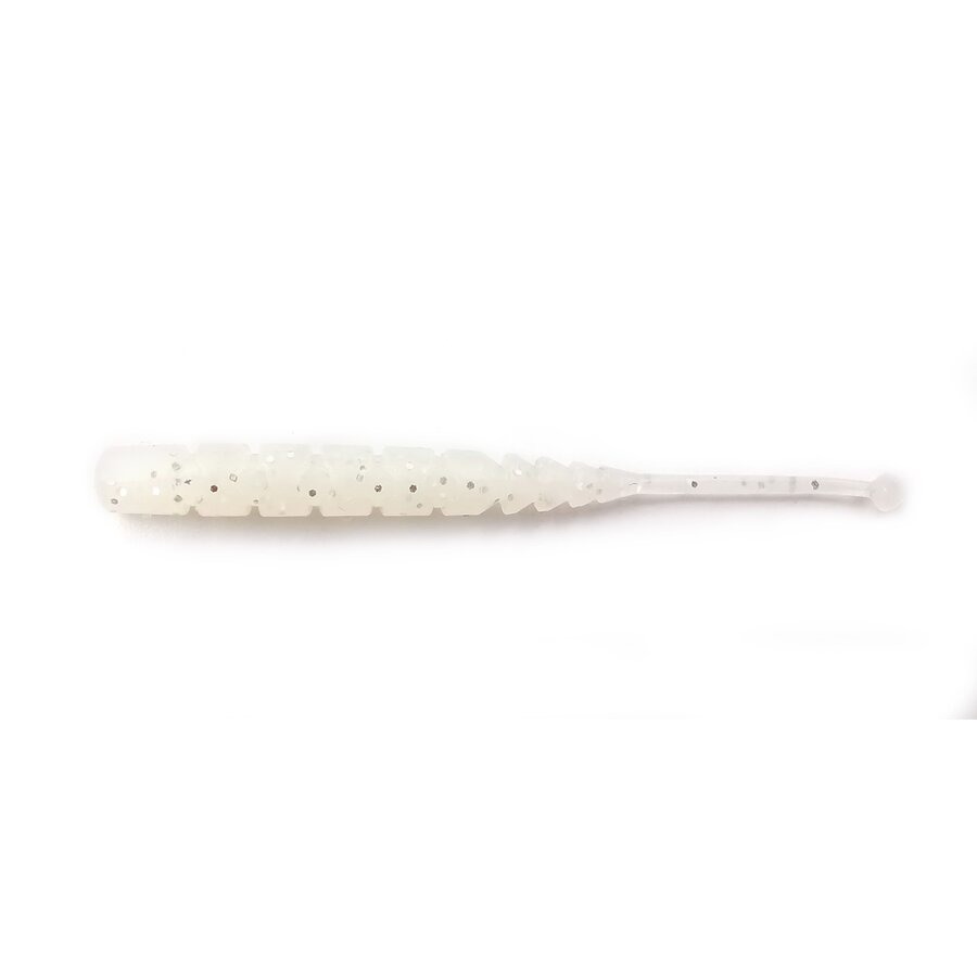 Grub Mustad Aji Micro Plu, White Glow Glitter, 5cm, 15buc