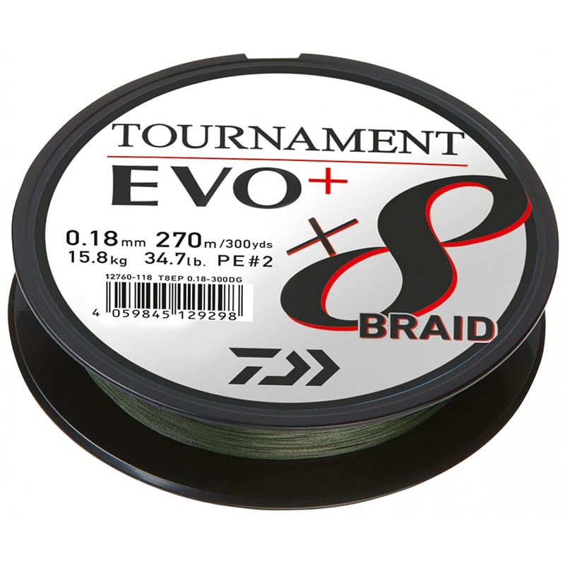 Fir Daiwa Tournament 8X Braid Evo+, Dark Green, 0.16mm, 270m