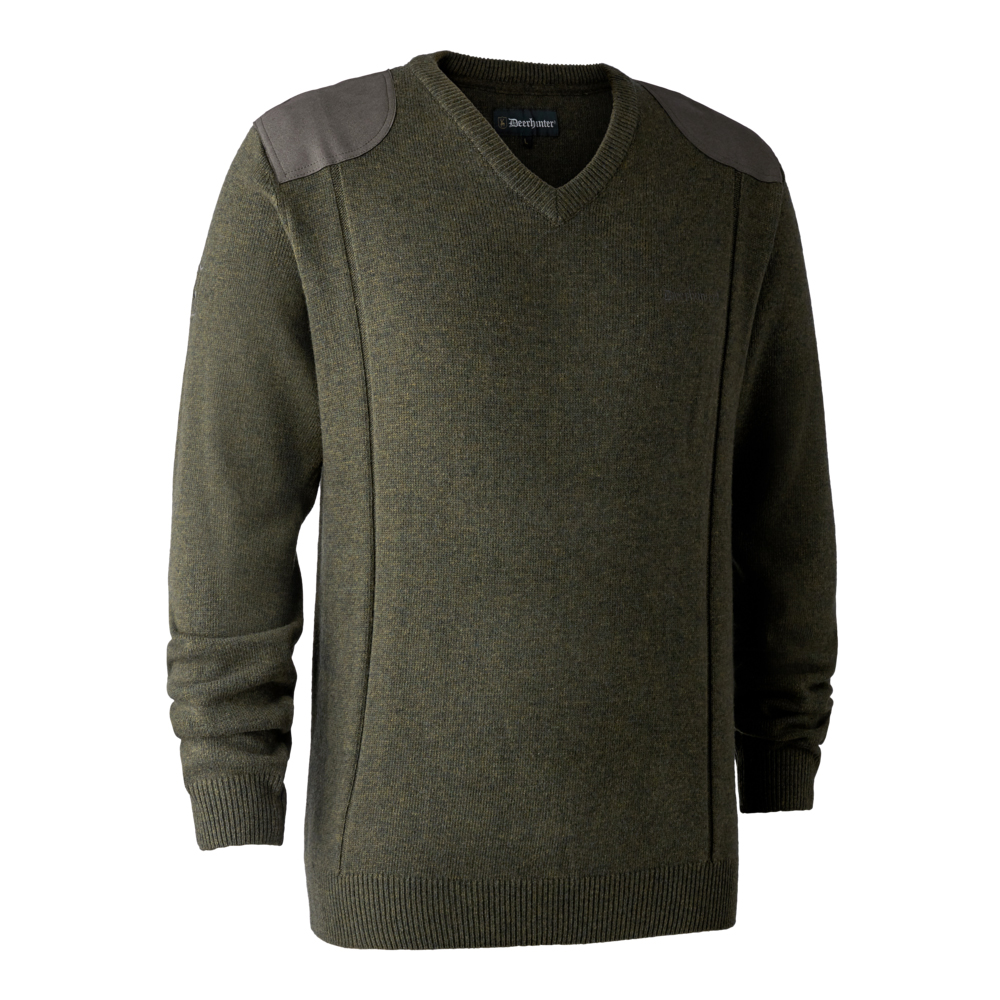 Bluza tricotata cu guler in V Deerhunter Sheffield - Green Melange